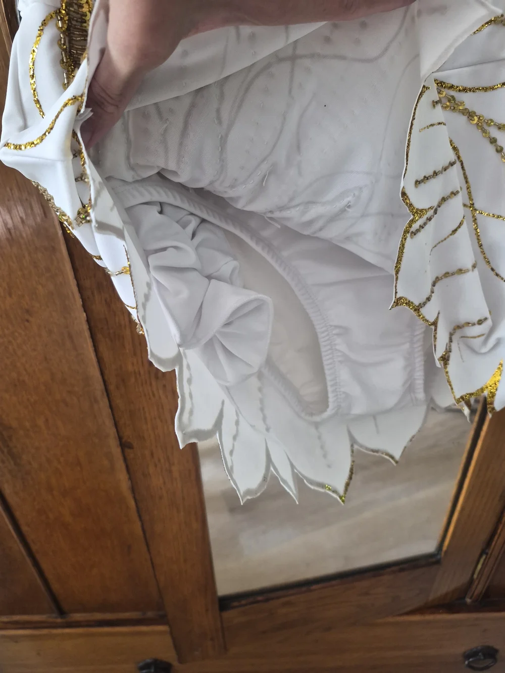White and Gold Embellished Sleeveless Dress - Picture 4 of 4